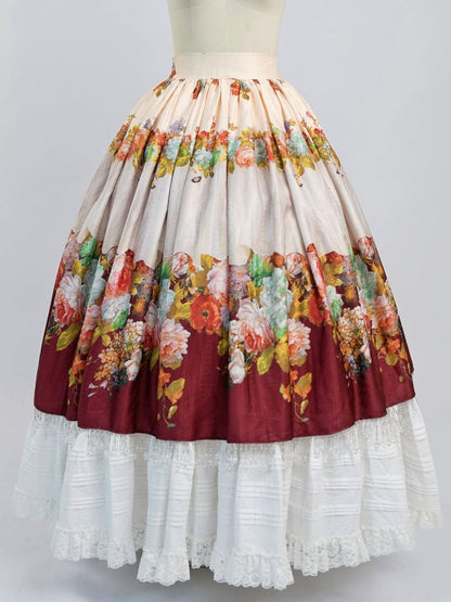 Pink Blouse Wine Red Crystal Tassel Floral Skirt Set