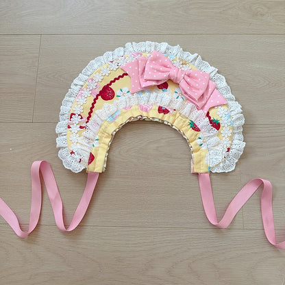 Süße Motorhaube Weiß Lolita Pink Cremegelb /