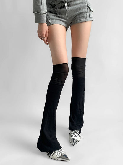 Flared Mesh-Paneled Leg Warmers