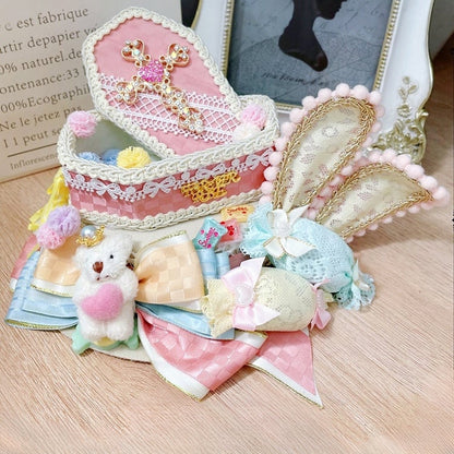 Ears Cross Rhinestone Mini Goth Pastel Hat 3 Decorated Color Options Bunny