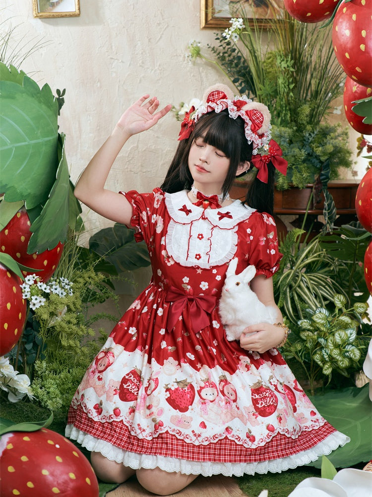 ワインレッドのクマ耳デザイン スウィートロリータKC