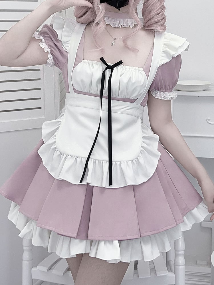 Pleats Set: Dress Style Dusty Pink Maid Kei Jirai Box