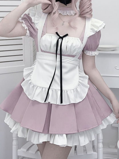 Pleats Set: Dress Style Dusty Pink Maid Kei Jirai Box