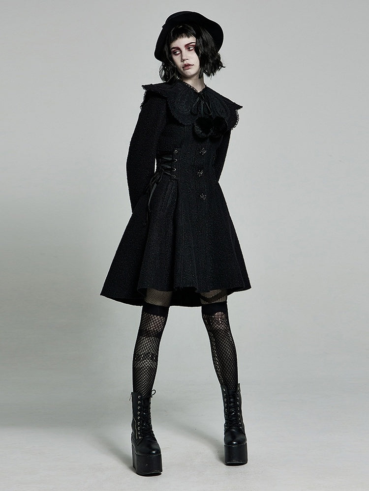 Goth Coat Black Woollen