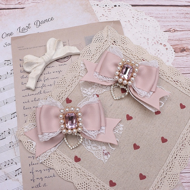 Bowknot Kei Color 6 Rhinestone Options Hairclip Jirai Lace