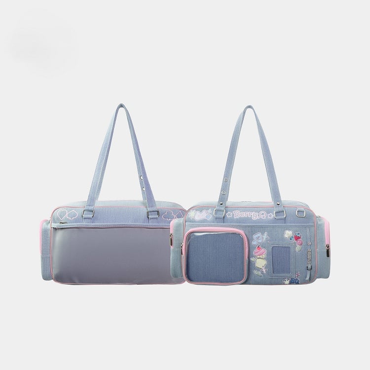 Blue Cute Hand Denim Bag with Ita Embroidery Light