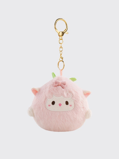 Rosa süßer Schlüsselanhänger mit Schleife in Lammform