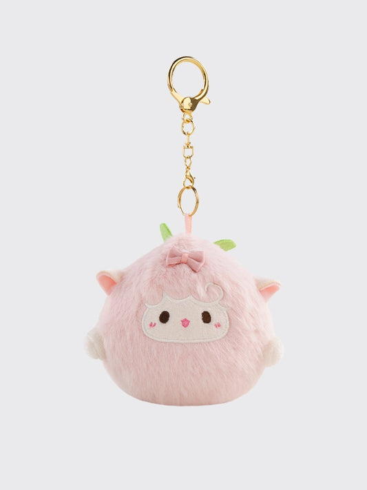 Rosa süßer Schlüsselanhänger mit Schleife in Lammform