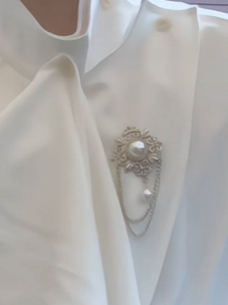 Bead White Charm with Brooch Vintage Chain