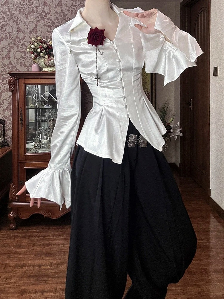 Collar Ways Wear Shirt Two White Sleeves Gothic Long Lolita