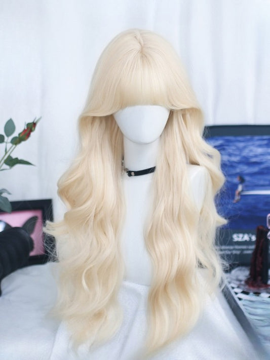 ウェーブ前髪、ブロンド、70cmウィッグ付き