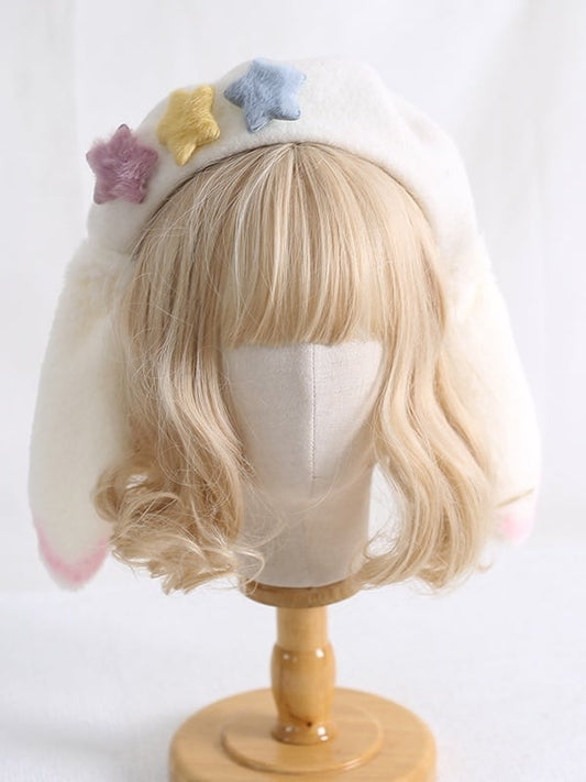 Ear Plush Bunny Star Lolita Decorations With Beret Cute