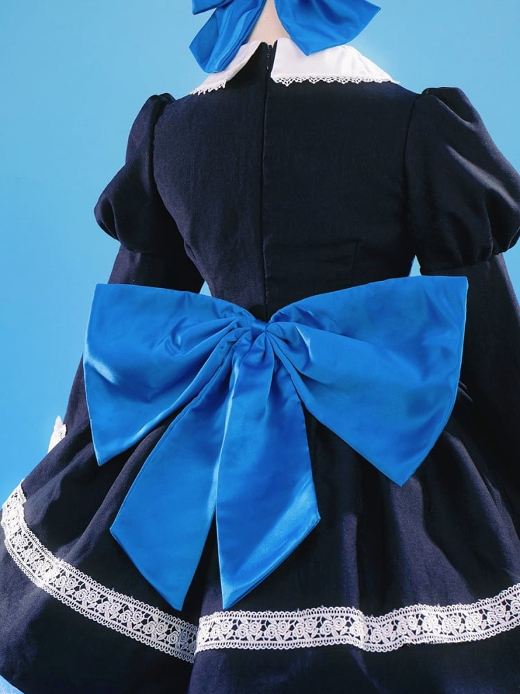 Höschen und Strumpf mit Strumpfhalter – Anarchy Schwarzes Kleid im Lolita-Stil, Cosplay-Kostüm