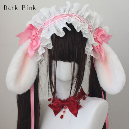 Lop Rabbit Ear Bowknot Details Lace Trim Hairband