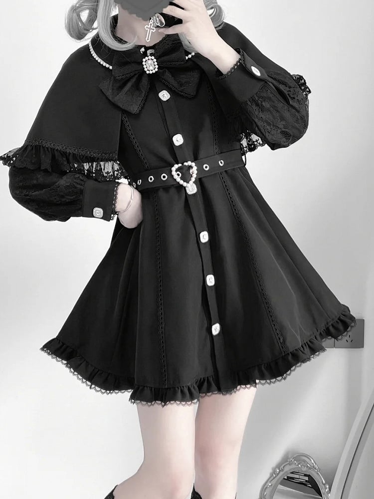 Jirai and Dress Cape Beaded Buckle Collar Belt with Black Kei Detachable