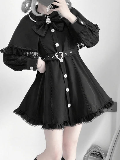 Jirai and Dress Cape Beaded Buckle Collar Belt with Black Kei Detachable