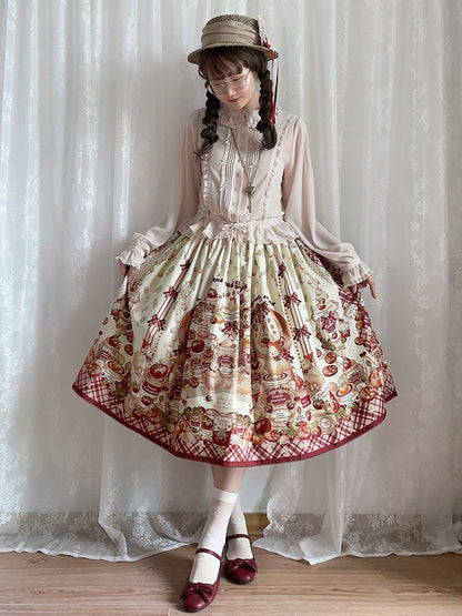 Chick Tinned Tomatoes Egg Hen and Country Skirt / Fried Lolita Print
