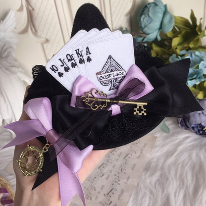 Mini Sweet Lolita with Black Pointed Hat Purple Witch Clips