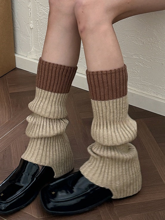 Gestrickte Beinwärmer in Weiß/Khaki/Dunkelblau/Dunkelgrau/Dunkelrot/Kaffee