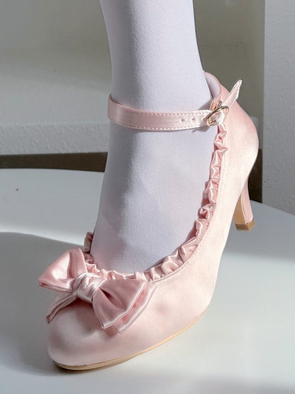 Elegant Janes Accents Lolita - Ruffles Pink Edging Delicate Bow Mary