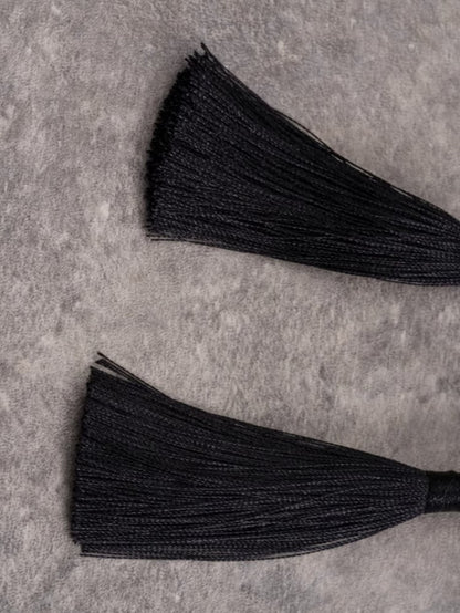 Black Tassels Design Decorated Hairclips Beaded Gothic Bowknot