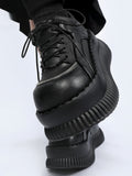 with Black Shoes Lace-up Closure Platform Gothic
