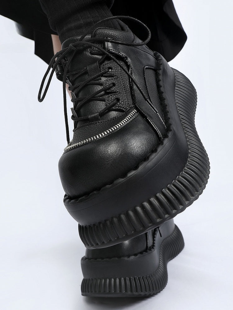 with Black Shoes Lace-up Closure Platform Gothic