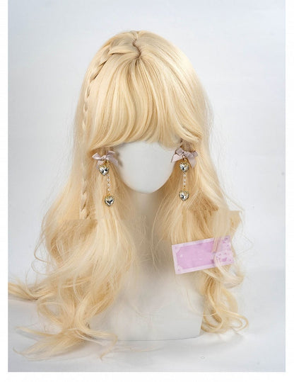 Kei Rhinestones / Dusty Pink Bow Ear Jirai Beaded | Clips White Heart Black Chain with