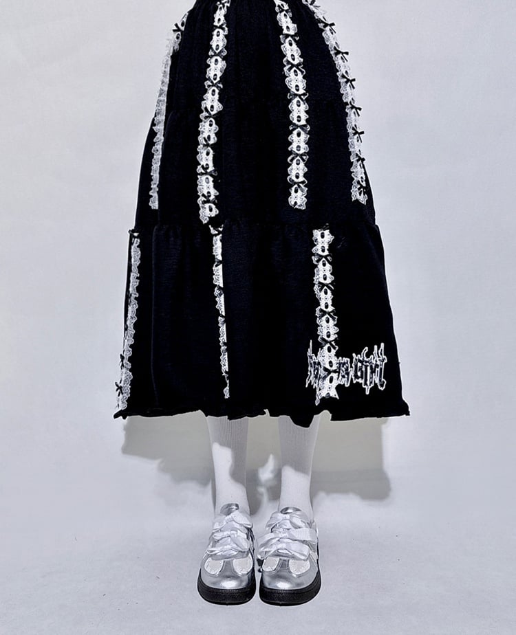 and with Black Foldable Lining Gothic Skirt Length Adjustable Built-In