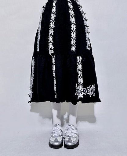 and with Black Foldable Lining Gothic Skirt Length Adjustable Built-In