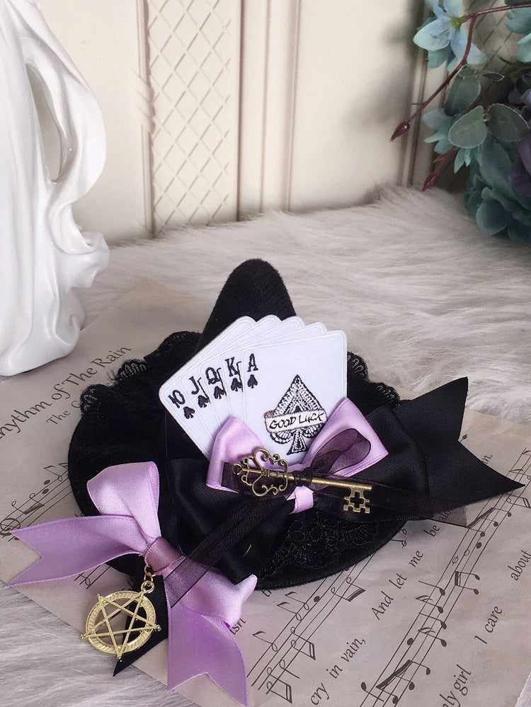Mini Sweet Lolita with Black Pointed Hat Purple Witch Clips