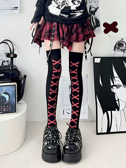 3 Colors Stockings Thigh-High Cross-Bones -