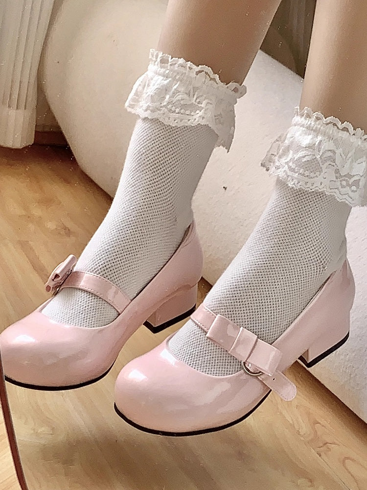 Janes Mary Bow Sweet with Lolita Embellishments Low-heel Pink