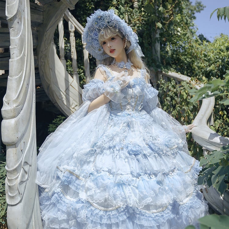 Dress Wedding Ankle Lolita Hanayome Sizes Hime Plus Blue Available Gorgeous Length