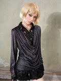 Two-Piece Black Y2K Print Punk Rock Shirt Splatter Faux with