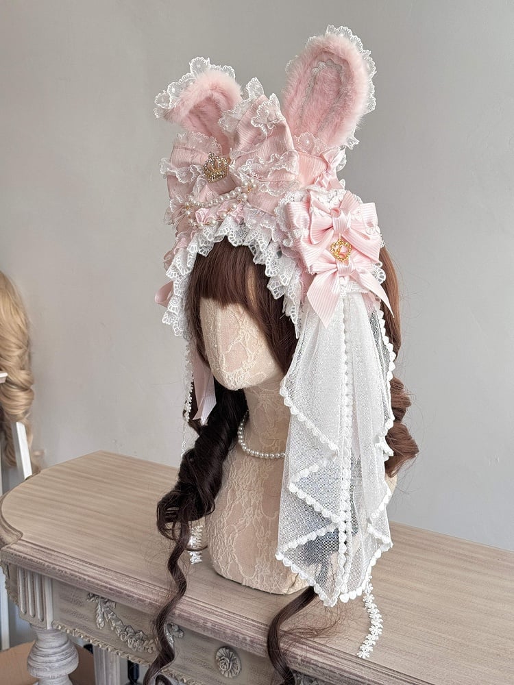 Gorgeous Hairband Hair Hairclip 4-Piece Set Heart-shaped Bow Ear - Rabbit Accessory + KC