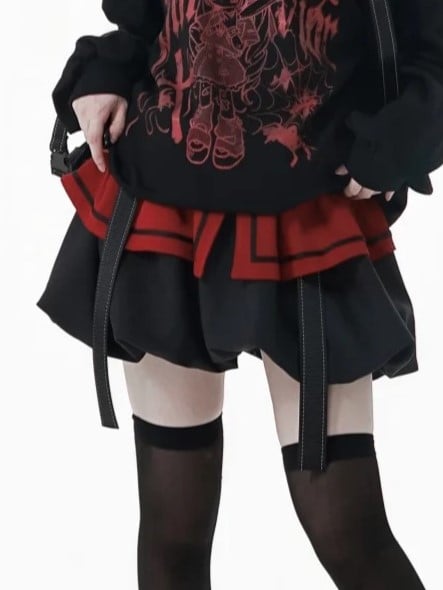 Playful Mini with Accents Gray/Black Dynamic Skirt Red Strap Bubble