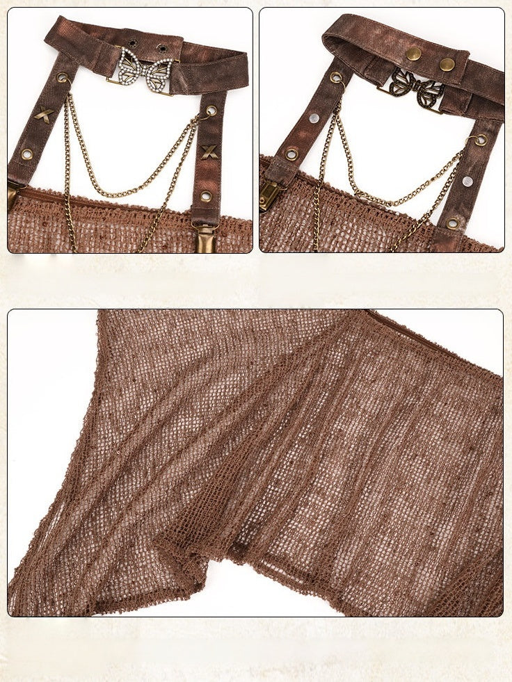 Asymmetrical Mesh Cover-Up with Butterfly Choker - Virtual Orbit