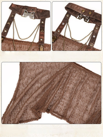 Asymmetrical Mesh Cover-Up with Butterfly Choker - Virtual Orbit