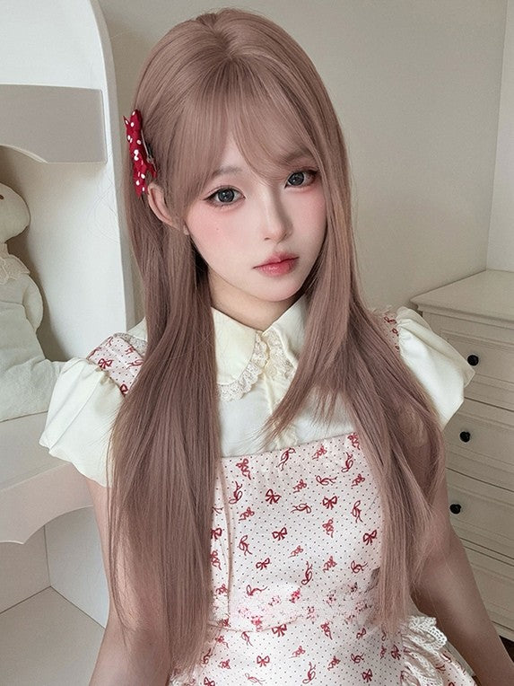 ウィッグ ストレート エアレングス バングス 70cm ブラウン