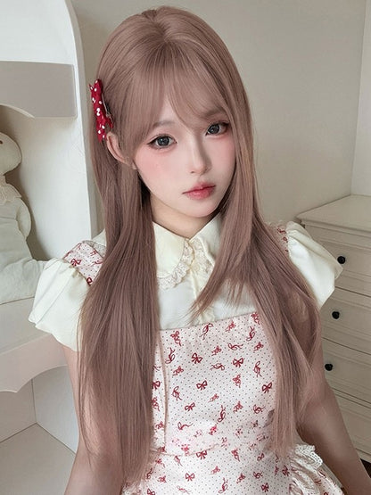 ウィッグ ストレート エアレングス バングス 70cm ブラウン