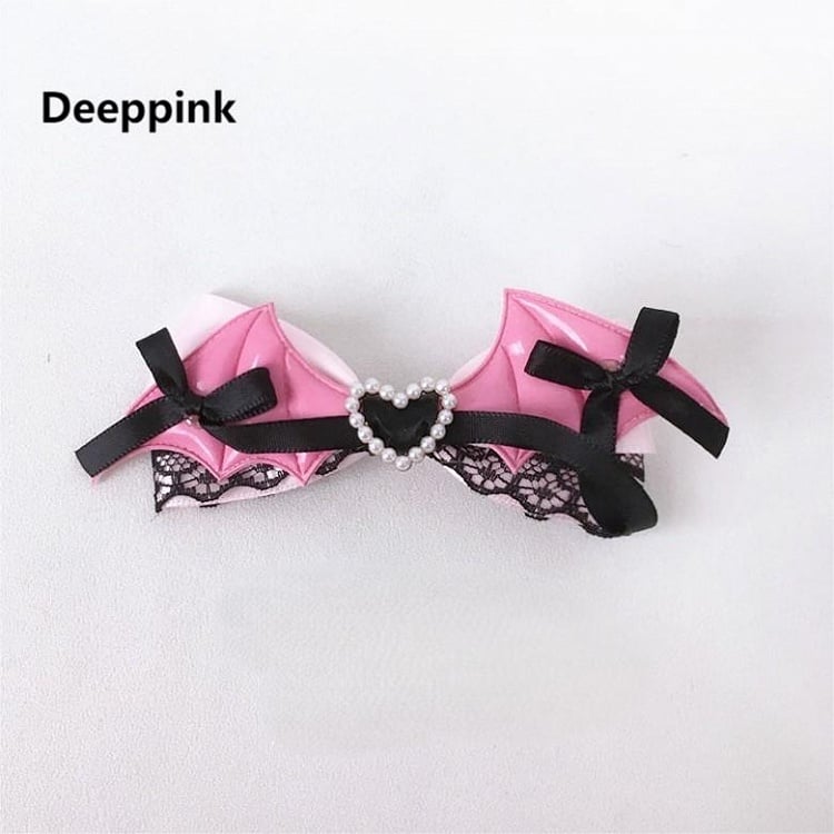 Lace colors Bat 2 Hairclip with Bow Accents Wings
