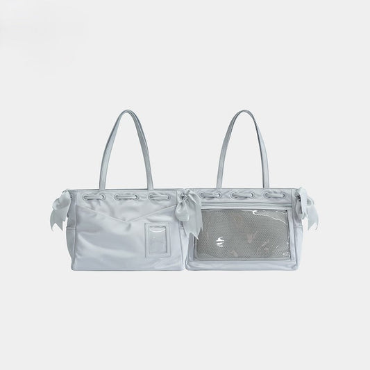 Silver Bag Bow Tote Balletcore Ita Accents