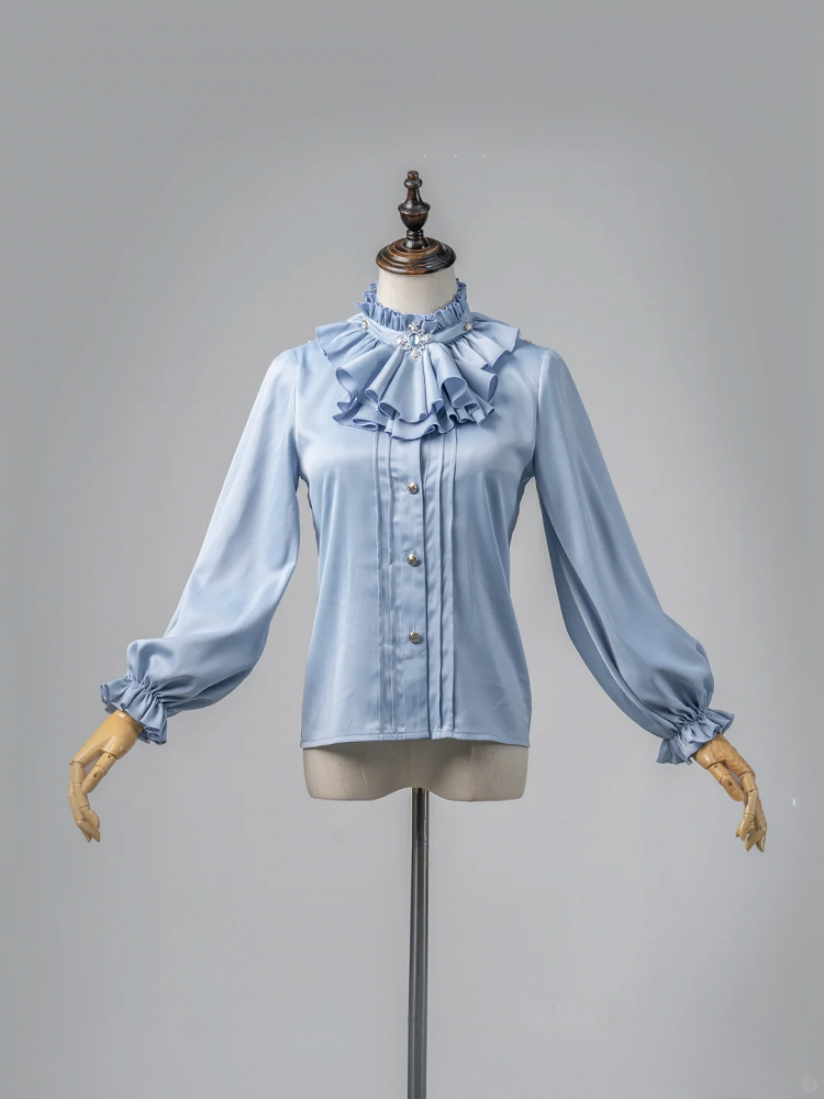 Ouji White Prince Shorts Lolita + and Cape High - Outfit Waist Shirt Blue