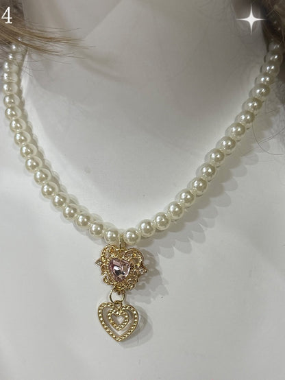 Rhinestone Necklace Pendant 4 Beaded Crown/Heart Options