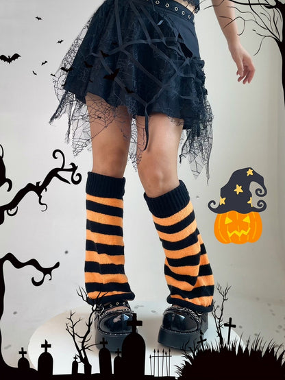 Leg Striped 3 Warmers Knit Color Y2K Options