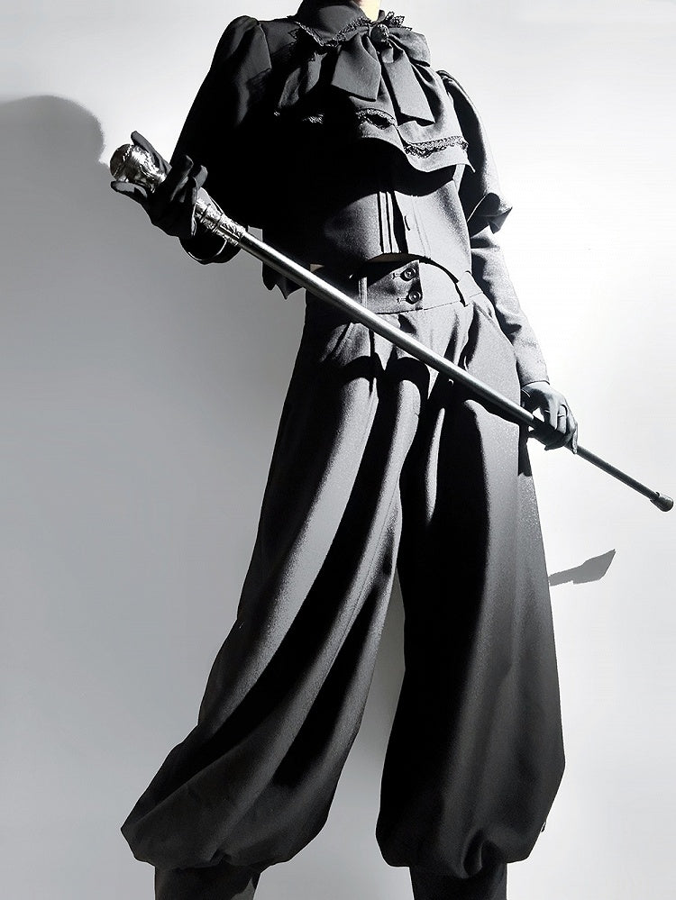 トレーン付きレーストリムパンツ（アンクル丈）取り外し可能なランタン