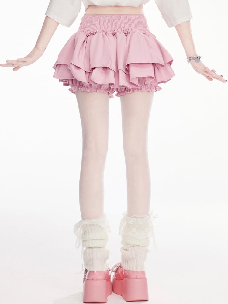 Bloomers Y2K Pink Balletcore Mini Tiered Bubble Skirt Lining