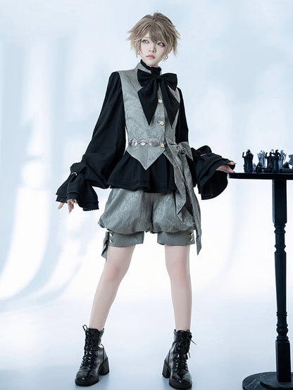 Prince Weste mit Stehkragen Grau Ouji Jacquard