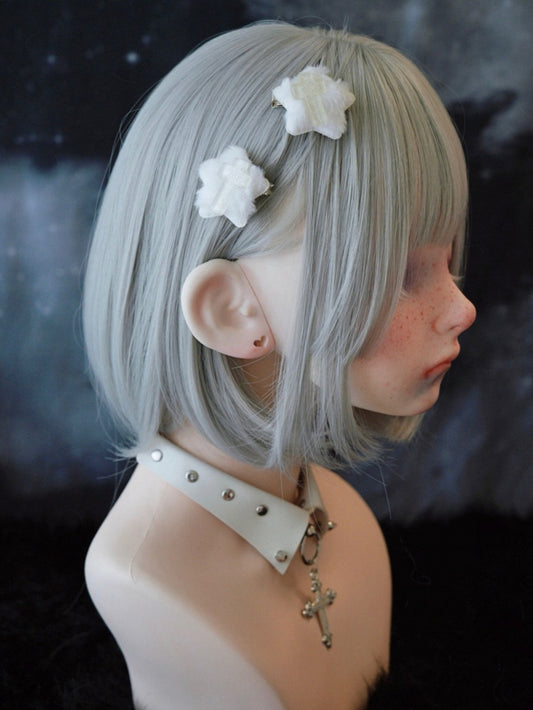 White Handmade Plush Cross Star-shaped Hairclips